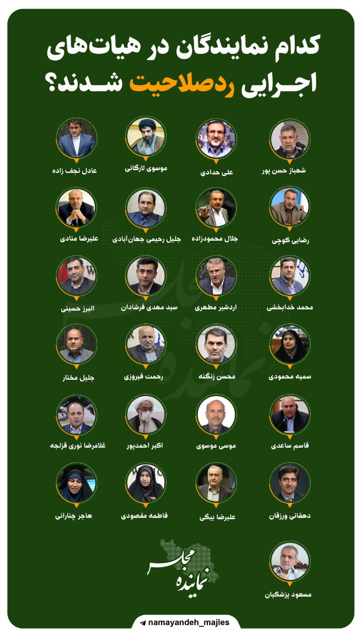 25 نماینده رد صلاحیت شده از سوی هیاتهای اجرایی